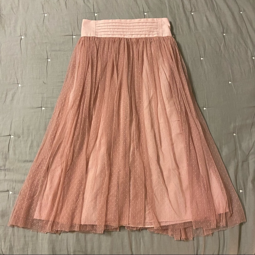 Blush/mauve tulle midi skirt
